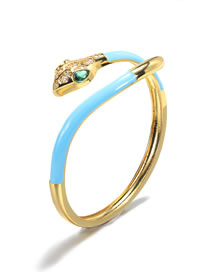 Fashion Blue Bronze Zirconium Drip Oil Snake Bracelet