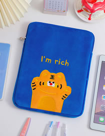 Fashion Little Blue Tiger (universal 9.7-11 Inch Ipad) Cartoon Plush Tablet Storage Bag