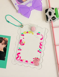 Fashion Pink Cherry Bear Pvc Cartoon Transparent Card Holder