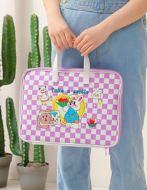 Fashion Purple Cartoon Rabbit Cartoon Check Print Laptop Bag