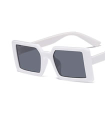 Fashion Solid White All Grey Pc Square Large Frame Sunglasses