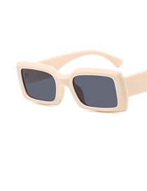 Fashion Beige All Grey Pc Frosted Rectangular Sunglasses