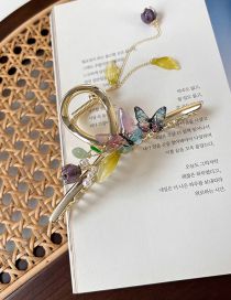 Fashion Color Glass Bead Butterfly Tassel Grab Clip