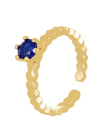 Fashion Navy Blue Bronze Zircon Round Ring