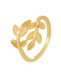 Fashion Gold Copper Leaf Ring
