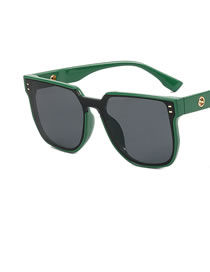 Fashion Green Frame All Grey Pc Square Large Frame Sunglasses