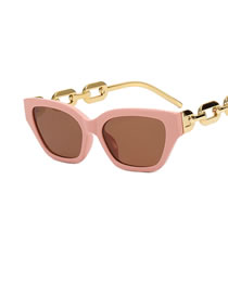 Fashion Powder Frame Tea Tablets Cat Eye Small Frame Chain Sunglasses