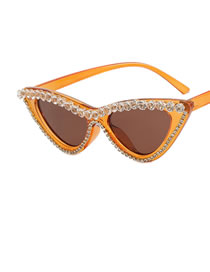 Fashion Brown Pc Diamond Cat Eye Sunglasses