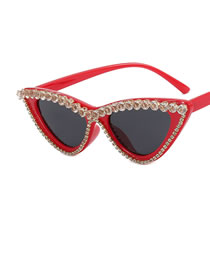 Fashion Red Pc Diamond Cat Eye Sunglasses
