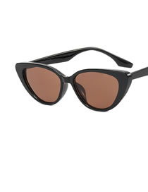 Fashion Bright Black Tea Tablets Cat Eye Small Frame Sunglasses