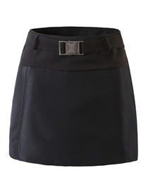 Fashion Black Blend Belted Skirt
