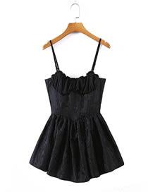 Fashion Black Embossed Slip Dress