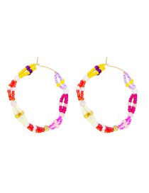 Fashion Red Alloy Rice Beaded Braided Round Earrings