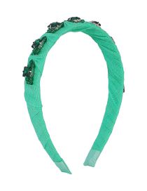 Fashion Green Fabric Diamond Braided Headband