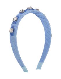 Fashion Blue Fabric Diamond Braided Headband