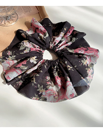Fashion 4# Black-print Fabric Floral Hair Tie