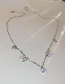 Fashion Silver-necklace Copper And Diamond Bow Necklace