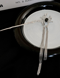 Fashion Hairpin - Silver Metal Diamond Spider Tassel Hairpin
