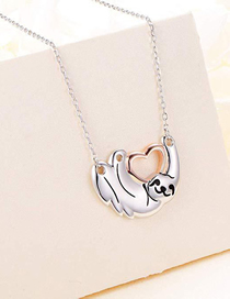 Fashion Silver Pure Copper Sloth Heart Necklace