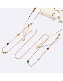 Fashion Color Alloy Stained Glass Pearl Glasses Chain