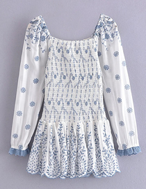 Fashion White Blue And White Porcelain Embroidered Sleeve Dress
