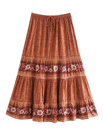 Fashion Orange Rayon Print Skirt