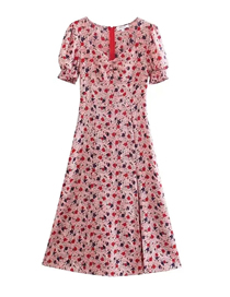 Fashion Pink Slit Print Dress