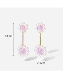 Fashion 10# Titanium Geometric Pearl Flower Earrings