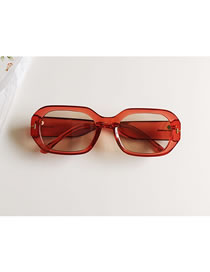 Fashion Transparent Red Pc Square T-mark Sunglasses