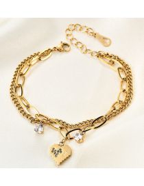Fashion Gold Color Titanium Diamond Heart Bracelet