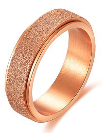 Fashion Rose Gold Color Titanium Steel Frosted Rotatable Ring