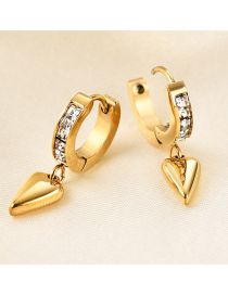 Fashion Gold Color Titanium Diamond Heart Earrings