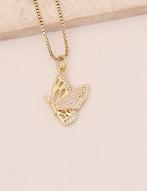 Fashion 4#white Bronze Zirconium Oil Drop Butterfly Necklace