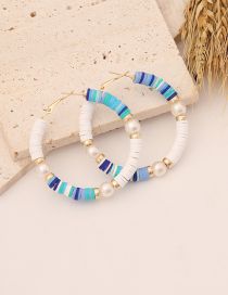Fashion 9# Mixed Blue Multicolored Terracotta Pearl Beaded Round Earrings