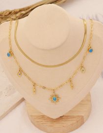 Fashion 1# Necklace Titanium Steel Blue Pine Eyes Sun Snake Bone Chain Double Layer Necklace