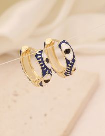Fashion 1# Royal Blue Copper Drip Oil Eye Earrings