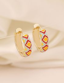 Fashion 2# Copper Drip Oil Diamond Earrings