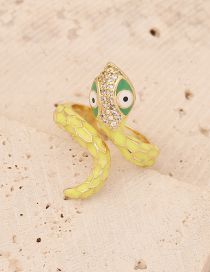 Fashion 8# Yellow Bronze Diamond Drip Oil Snake Ring
