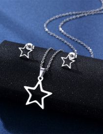 Fashion Silver Color Titanium Star Stud Necklace Set