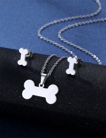 Fashion Silver Color Titanium Steel Bone Stud Necklace Set