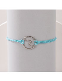 Fashion Light Blue Cord Braided Spray Single Layer Bracelet