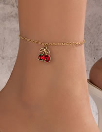 Fashion Gold Alloy Diamond Cherry Anklet