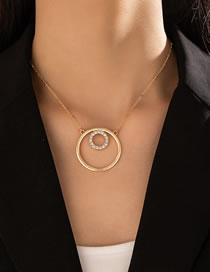 Fashion Gold Alloy Diamond Ring Single Layer Necklace