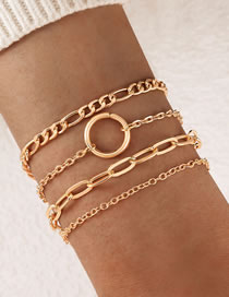 Fashion Gold Alloy Geometric Chain Ring Bracelet Set