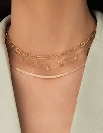 Fashion Gold Alloy Star Tassel Snake Bone Chain Multilayer Necklace