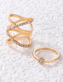 Fashion Gold Alloy Diamond Cross Ring Set