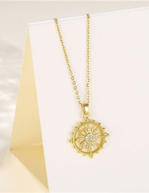 Fashion Gold Bronze Zirconium Sun Necklace