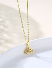 Fashion Gold Stainless Steel Diamond Fishtail Necklace