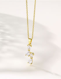 Fashion Gold Stainless Steel Zirconium Lightning Necklace