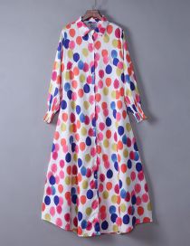 Fashion Colorful Balloons Single-breasted Printed Long-sleeve Dress